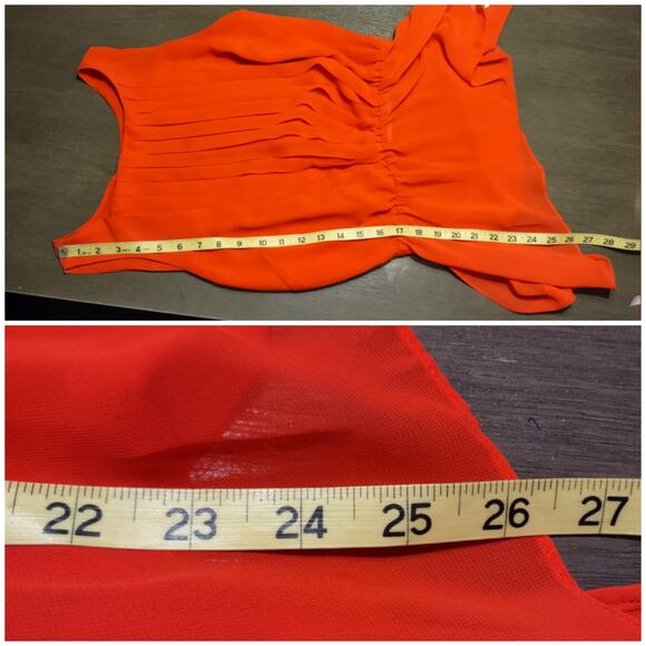 BISOU BISOU Red Pleated Sleeveless Blouse Size XS - Picture 6 of 13